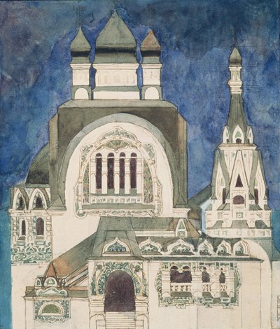 Onverwezenlijkt ontwerp voor een kerk in Talashkono, 1899 door Mikhail Aleksandrovich Vrubel